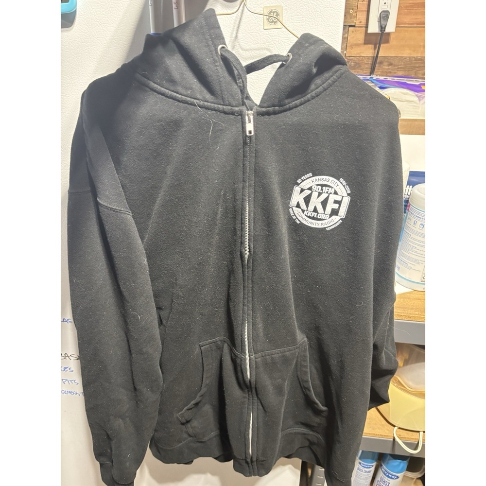 Rare Vintage Kkfi Public Radio Hoodie Black Size‎ L Kansas City